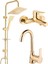 Gold Altın Kare Robot Duş Seti, Lavabo ve Banyo Bataryası Musluğu Çeşmesi 3'lü Set 1