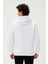Unisex Kapüşonlu Kanguru Cep Regular/Standart Fit 3 Iplik Şardonlu Beyaz Sweatshirt 3