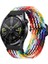 Amazfit Bip 3 Pro Uyumlu Ayarlanabilir Tokalı Örgü Kordon Gökkuşağı 1