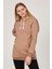 Hamile Emzirme Detaylı Termal Kapüşonlu Sweatshirt Bej 1