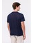 Erkek Lacivert Bisiklet Yaka Keten T-Shirt 4
