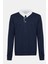 Erkek Lacivert Polo Yaka Organik Pamuklu Rugby Sweatshirt 1