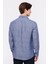 Erkek Indigo Cooper Fit Düğmeli Yaka Keten Gömlek 4