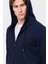 Erkek Lacivert Tam Fermuarlı Kapüşonlu Sweatshirt 3