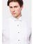 Erkek Beyaz Oliver Fit Ata Yaka Kol Düğmeli Metal Düğme Pilili Smokin Gömleği 3