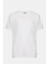 Erkek Beyaz Bisiklet Yaka Keten T-Shirt 2