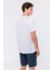 Erkek Beyaz Bisiklet Yaka Keten T-Shirt 4
