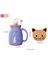 Kedi Kupa Sevimli Kitty Kapaklı Sevimli Seramik Kahve Fincanı, Kedi Paw Kaşık, Kawaii Coaster, Yenilik Sabah Fincan Çay Süt Noel Kupa Mor (Yurt Dışından) 4