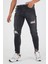 Erkek Slim Fit Likralı Yırtık Füme Kot Pantolon 2