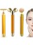 Set 4 24 K Altın Enerji Güzellik Bar Seti 3D Yüz Titreşim Masajı Yüz Masaj Sopa Cilt Bakımı Yüz Yeşim Rulo Yüz Germe Sopa 3'ü 1 Arada (Yurt Dışından) 3