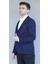 Vad Lacivert Petek Dokulu Erkek Blazer Spor Ceket 1