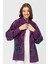 Kadın Dik Yaka Sarmaşık Çiçekli Yün Kaban A.mor 3