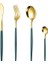 Yeşil Altın 4 Adet Siyah Altın Sofra Paslanmaz Çelik Çatal Bıçak Kaşık Seti Bıçak Çatal Çay Kaşığı Batı Restoran Akşam Yemeği Yemek Takımı Gümüş Hediyeler (Yurt Dışından) 1