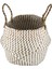 Katlanabilir El Yapımı Deniz Çayırı Depolama Sepeti Hasır Rattan Göbek Saman Bahçe Saksı Dalga Desen Ekici Elbise Sepeti Bej (Yurt Dışından) 2
