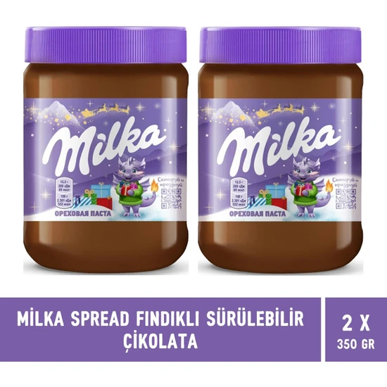Milka Spread Hazelnut Sürülebilir Çikolata Kakaolu Fındık Ezmesi 350 gr x 2