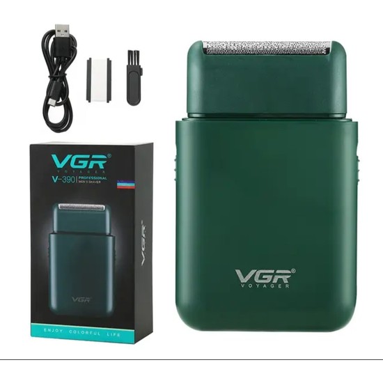 Vgr V-390 Sıfır Sakal ve Yanak USB Şarjlı Traş Makinesi Yeşil Kablosuz Kullanım Özelliği