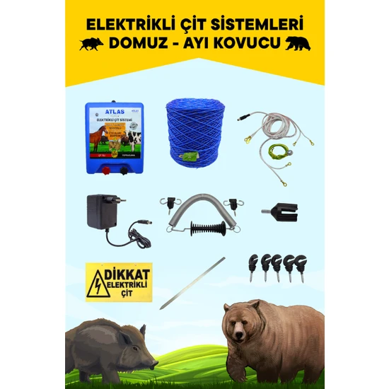 Atlas Elektrikli Bahçe Çiti 1000 Mt Set Ürün No2