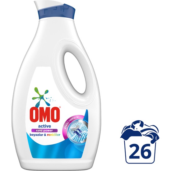 Omo Sıvı Active Cold Power Beyazlar ve Renkliler İçin Çamaşır Deterjanı 1690 ml