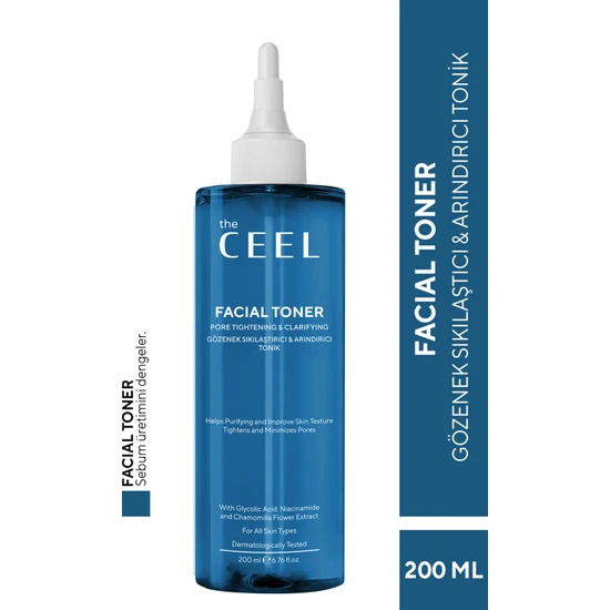 The Ceel Gözenek Sıkılaştırıcı, Aydınlatıcı, Glikolik Asit ve Niacinamide Etkili Tüm Ciltlere Özel Yüz Toniği 200 ml