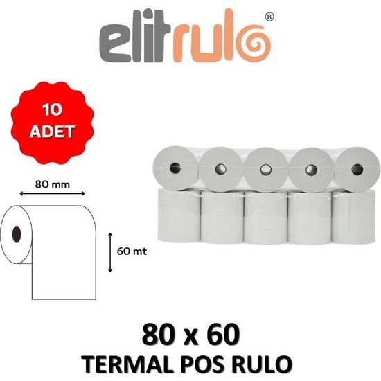 Elit Rulo Elitrulo Termal Pos Rulo 80MM x 60MT 10 Adet Fiyatı