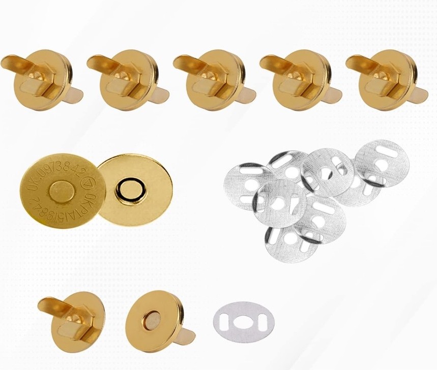 Hdg Mıknatıslı Yuvarlak Çanta Çıtçıtı Örgü Çantaya Mıknatıslı Çıtçıt Altın Rengi -18Mm Çap görsel 3