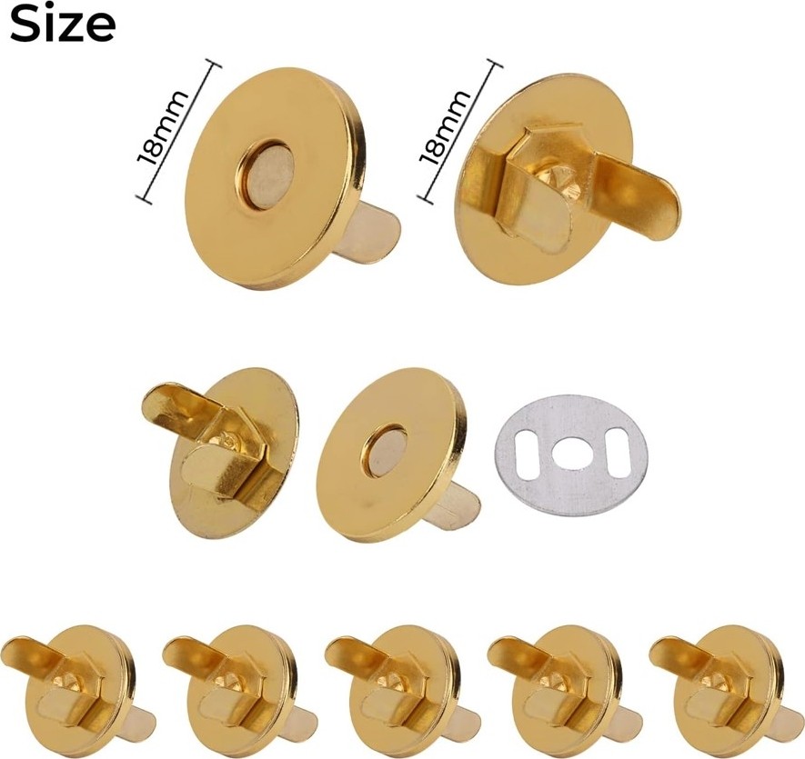 Hdg Mıknatıslı Yuvarlak Çanta Çıtçıtı Örgü Çantaya Mıknatıslı Çıtçıt Altın Rengi -18Mm Çap görsel 2