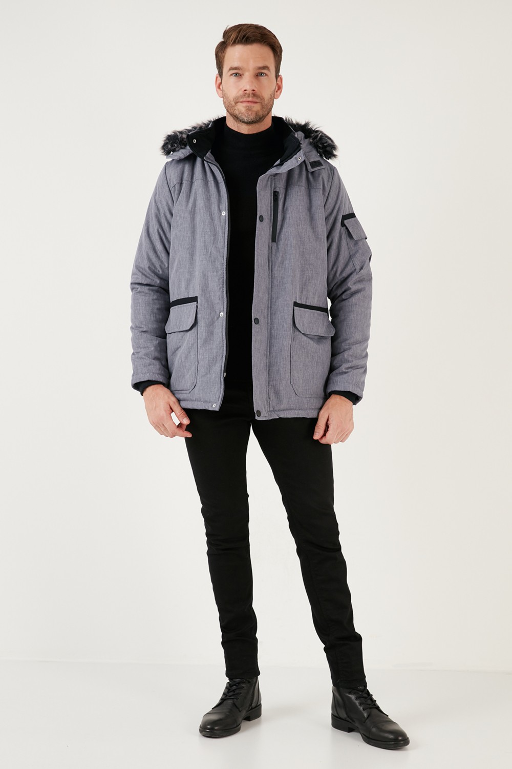 Buratti Peluş Astarlı Suya ve Rüzgara Dayanıklı Soğuk Geçirmez Slim Fit Mont Erkek MONT 5711051 görsel 7