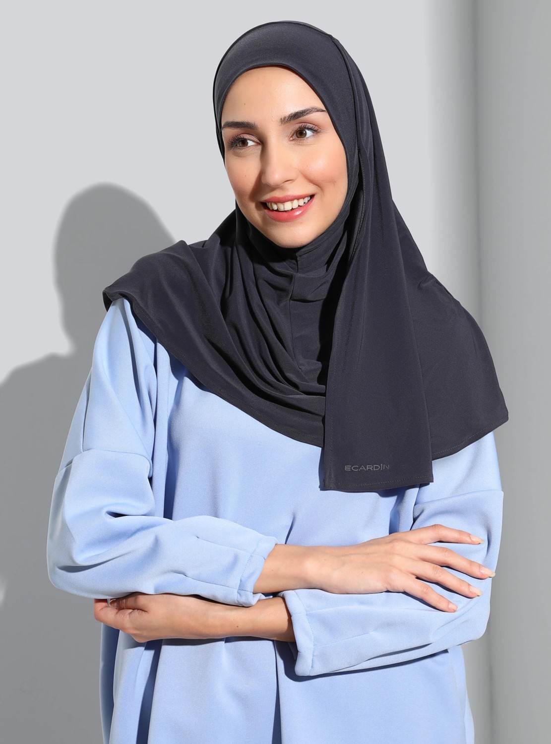 Ecardin Bone Ecardin ST500-SANDY Türban Şal 48 Antrasit- Antrasit - Ecardin