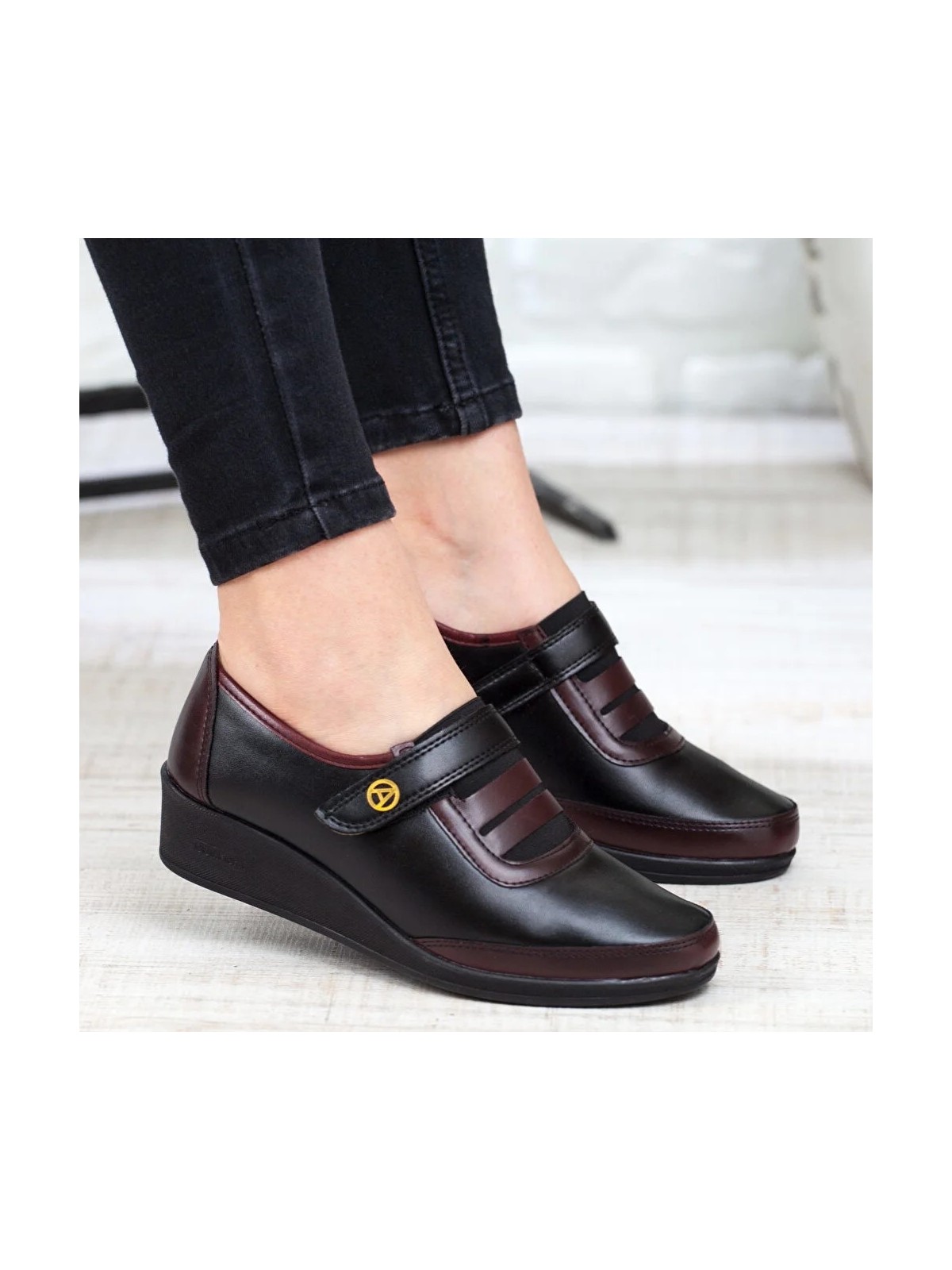 Kaof Shoes Kadın Bordo Ortopedik Anne Babet Ayakkabı Anne Ayakkabısı Kadın Günlük Ayakkabı Kadın Klasik Ayakkabı Anne Ayakkabı Ayzen