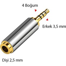 stereo 4 boğum 3.5mm Erkek to 2.5mm dişi çevirici metal jak