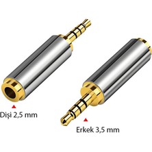 stereo 4 boğum 3.5mm Erkek to 2.5mm dişi çevirici metal jak