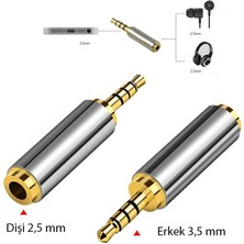 stereo 4 boğum 3.5mm Erkek to 2.5mm dişi çevirici metal jak