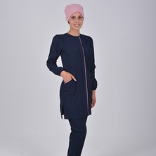 Nur Medikal Giyim Lacivert Soft Likra Hemşire Doktor Tesettür Alt Üst Takım Üniforma