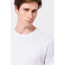 Edwards Erkek Beyaz Organik Pamuklu Bisiklet Yaka T-Shirt