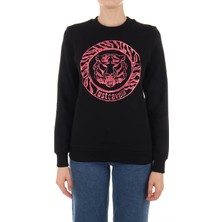 Just Cavalli Bisiklet Yaka Baskılı Siyah Kadın Sweatshırt 75PAIF01
