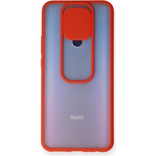 Newface Xiaomi Redmi 9 Kılıf Palm Buzlu Kamera Sürgülü Silikon - Kırmızı