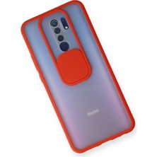 Newface Xiaomi Redmi 9 Kılıf Palm Buzlu Kamera Sürgülü Silikon - Kırmızı