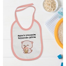 Bk Kids Prensesim Üstesinden Gelirim Tasarımlı Pembe Bebek Mama Önlüğü-1