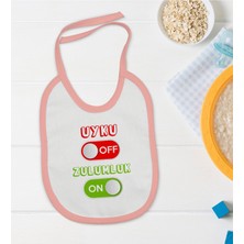 Bk Kids Uyku Off Tasarımlı Pembe Bebek Mama Önlüğü-1