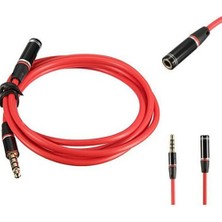 Mykablo 3.5 mm Stereo 4 Boğumlu (Trrs) Kırmızı Uzatma Kablosu 1.2 Metre