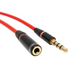 Mykablo 3.5 mm Stereo 4 Boğumlu (Trrs) Kırmızı Uzatma Kablosu 1.2 Metre