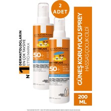 La Roche-Posay La Roche Posay Anthelios Çocuklar Için Güneş Koruyucu Sprey SPF50+ 200 ml 2 Adet