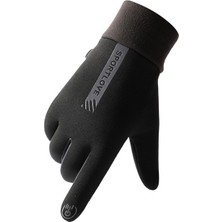 Eva Store1 Dokunmatik Ekranlı Erkek ve Kadın Sıcak Kaymaz Dokunuş Artı Kadife Dış Mekan Sporları Bisiklet Eldivenleri - Erkek Siyah (Yurt Dışından)