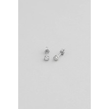 So CHIC Tektaş 18 Ayar Beyaz Altın Kaplama Unisex Gümüş Küpe