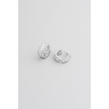 So CHIC Baget Şıklığı 18 Ayar Beyaz Altın Kaplama Gümüş Halka Küpe