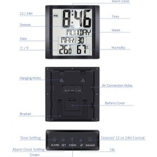Humble Sıcaklık ve Nem Özellikli Dijital Duvar Saati 8,6 Inç Ekran Zaman/tarih/hafta Ev Ofis Için Çalar Saat (Yurt Dışından)