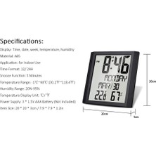 Humble Sıcaklık ve Nem Özellikli Dijital Duvar Saati 8,6 Inç Ekran Zaman/tarih/hafta Ev Ofis Için Çalar Saat (Yurt Dışından)