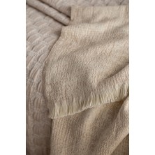 Apricitas Home Trona Beige Çift Kişilik %100 Pamuk Nevresim Takımlı Battaniye ve Yatak Örtüsü Seti
