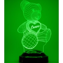 Love Lamp 3 Boyutlu Kişiye Özel Konsept Hediye 3D Ayı Teddy LED Lamba