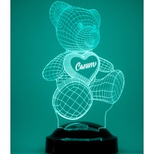 Love Lamp 3 Boyutlu Kişiye Özel Konsept Hediye 3D Ayı Teddy LED Lamba
